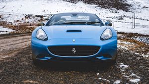 Превью обои авто, вид спереди, синий, спорткар