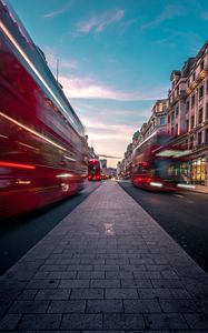 Превью обои автобусы, скорость, движение, улица, лондон, великобритания