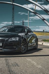 Превью обои автомобиль, черный, дорога