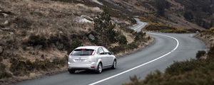 Превью обои автомобиль, дорога, поворот, горы