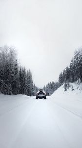 Превью обои автомобиль, дорога, снег, зима