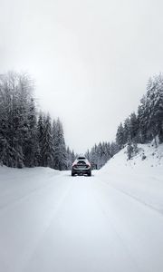 Превью обои автомобиль, дорога, снег, зима