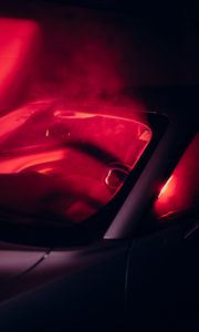 Превью обои автомобиль, дым, свет, красный