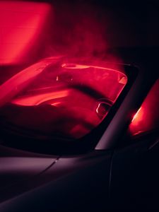 Превью обои автомобиль, дым, свет, красный