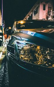 Превью обои автомобиль, фара, вечер