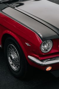 Превью обои автомобиль, фары, красный, колесо