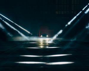 Превью обои автомобиль, фары, темный, свет