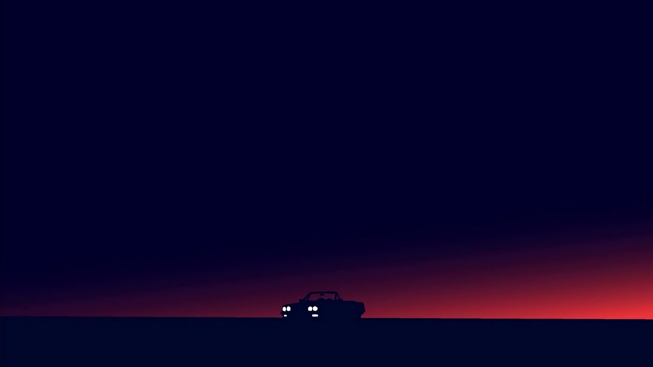 Обои автомобиль, горизонт, арт, темный
