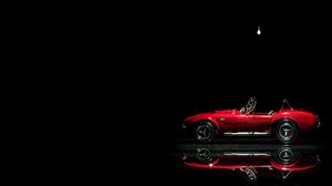 Превью обои автомобиль, красный, ретро, игрушка, отражение, темный