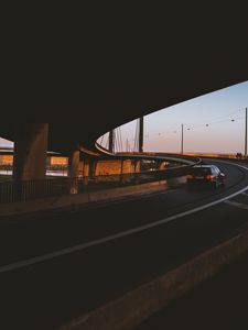 Превью обои автомобиль, мост, дорога, город