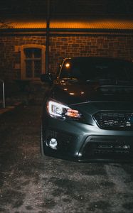 Превью обои автомобиль, серый, фара, свет