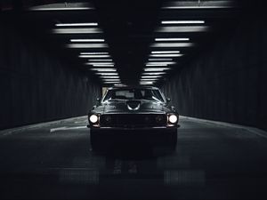 Превью обои автомобиль, серый, старый, ретро, вид спереди
