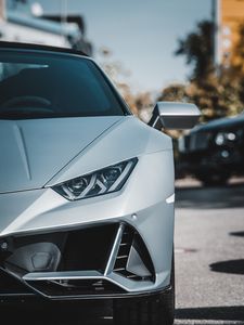 Превью обои автомобиль, спорткар, серый, вид спереди