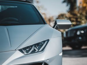 Превью обои автомобиль, спорткар, серый, вид спереди