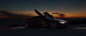 Превью обои автомобиль, суперкар, спорткар, ночь, закат