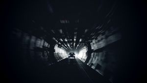 Превью обои автомобиль, тоннель, движение, свет