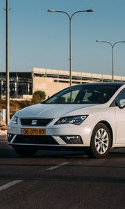 Превью обои автомобиль, вид сбоку, белый