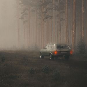 Превью обои автомобиль, внедорожник, туман