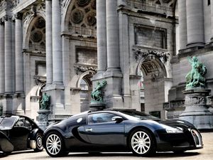 Превью обои автомобили, bugatti, veyron, роскошь, черный, припаркованные, строительство