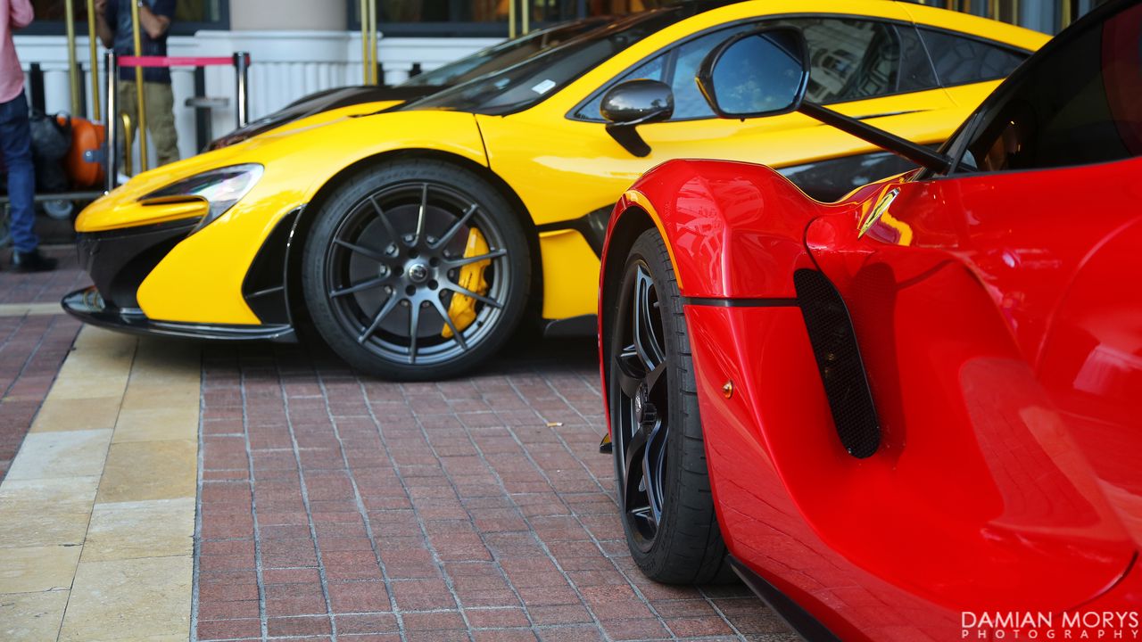 Обои автомобили, желтый, красный, спорткар, колесо