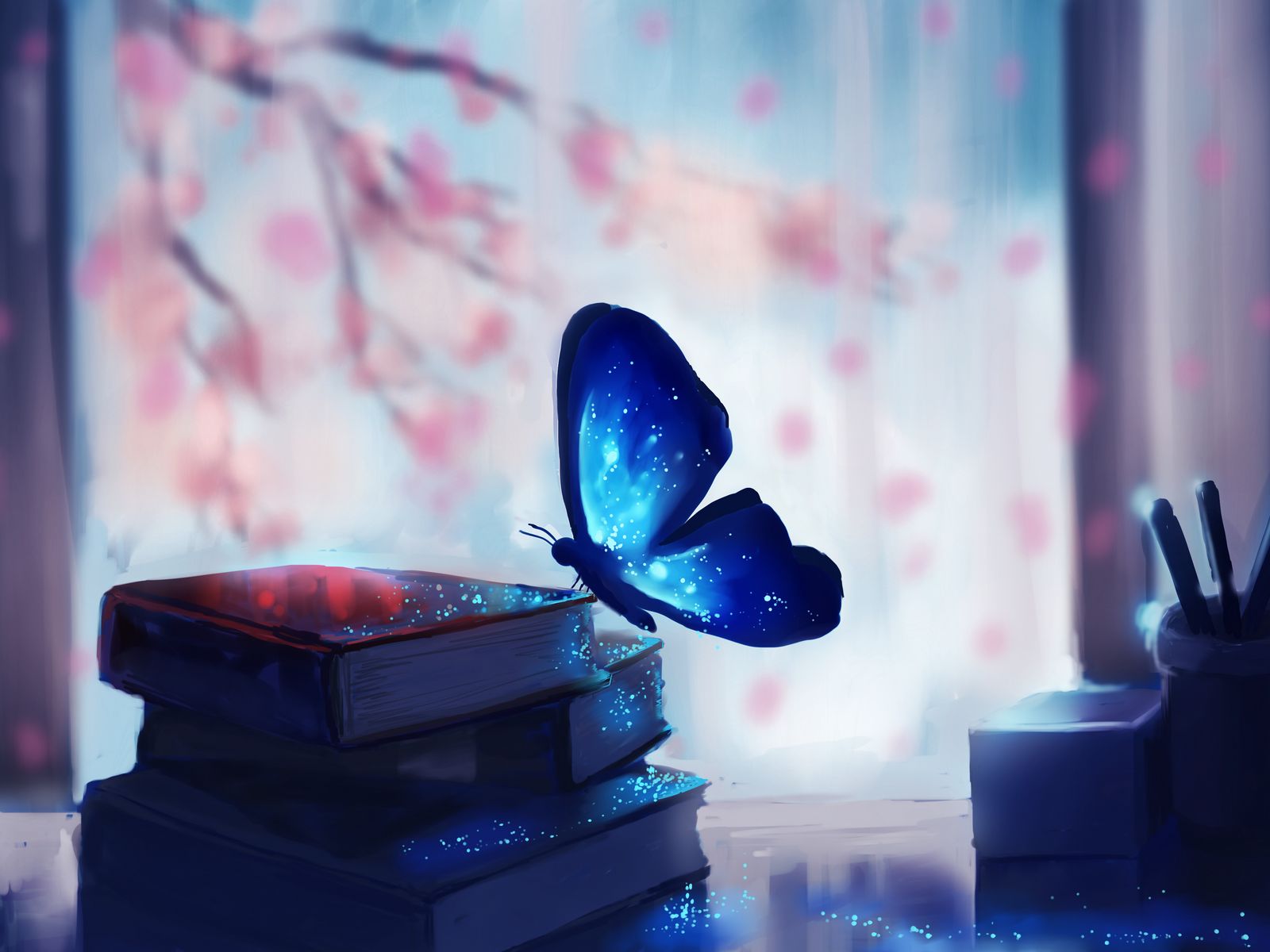 Синяя бабочка арт
