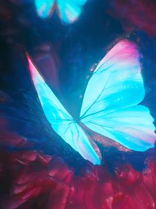 Превью обои бабочка, крылья, свечение, арт