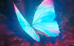 Превью обои бабочка, крылья, свечение, арт