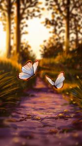 Превью обои бабочки, блики, свет, арт
