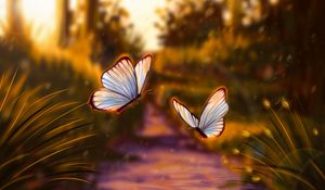 Превью обои бабочки, блики, свет, арт