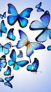 Превью обои бабочки, разноцветный, синий, рисунок, арт, красиво