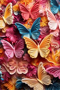 Превью обои бабочки, рельеф, розовый, линии, слои