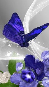 Превью обои бабочки, цветы, полет, абстракция, красочный