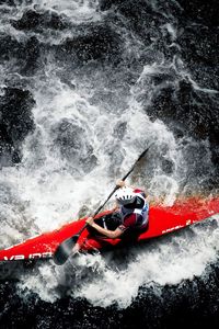 Превью обои байдарка, водный спорт, весло, вода, гребля