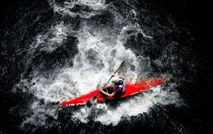 Превью обои байдарка, водный спорт, весло, вода, гребля