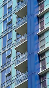 Превью обои балконы, фасад, окна, стекло, синий