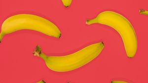 Превью обои бананы, фрукты, желтый, розовый