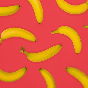 Превью обои бананы, фрукты, желтый, розовый