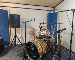 Превью обои барабанная установка, барабаны, музыкальный инструмент, студия, музыка