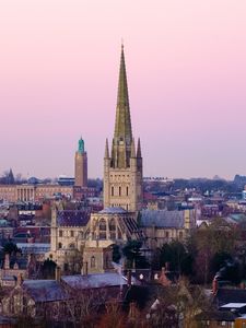 Превью обои башни, здания, архитектура, город, деревья