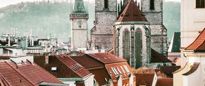 Превью обои башни, здания, крыши, архитектура, улица, город