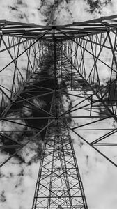 Превью обои башня, антенна, облака, небо, чб