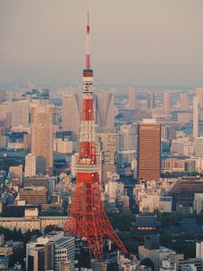 Превью обои башня, город, вид сверху, здания, архитектура, токио, япония