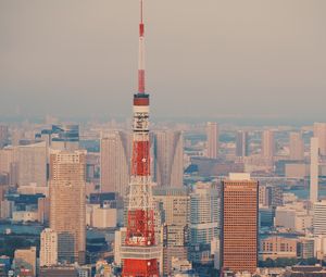 Превью обои башня, город, вид сверху, здания, архитектура, токио, япония