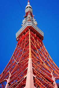 Превью обои башня, конструкция, вид снизу, небо, токио, япония