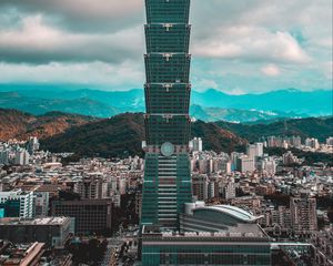 Превью обои башня, здание, архитектура, город, тайбэй, тайвань