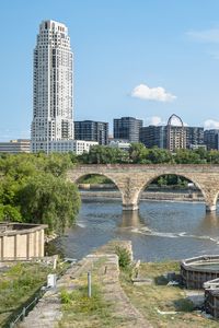 Превью обои башня, здание, мост, река, архитектура