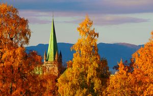 Превью обои башня, здание, осень, деревья