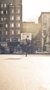 Превью обои баскетбол, баскетбольная площадка, стена, здания
