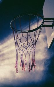 Превью обои баскетбол, баскетбольная сетка, баскетбольное кольцо, баскетбольный щит, небо