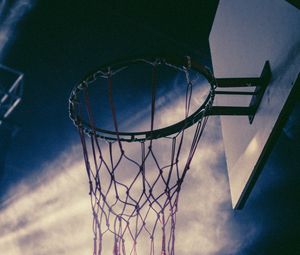 Превью обои баскетбол, баскетбольная сетка, баскетбольное кольцо, баскетбольный щит, небо
